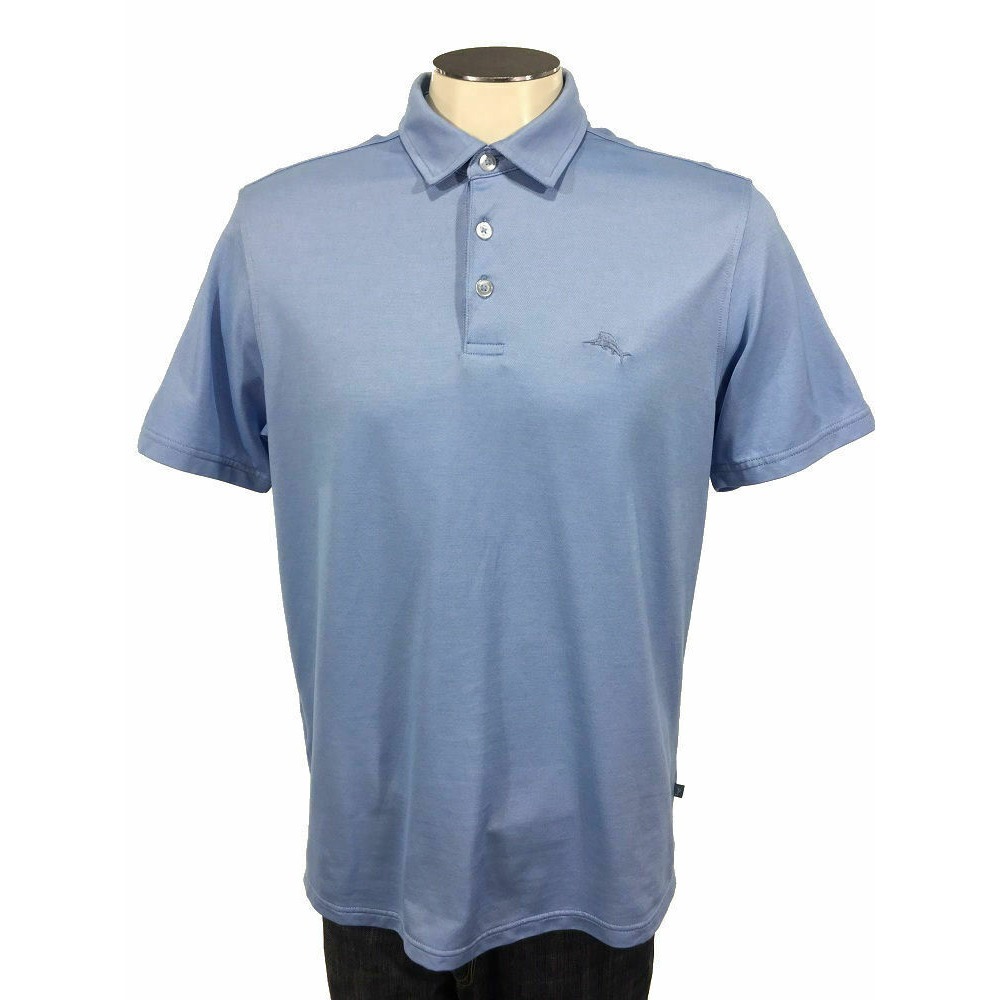 Tommy Bahama Marlin Logo Polo Shirt M Blue Short Sleeve‎ Fishing Golf Mens